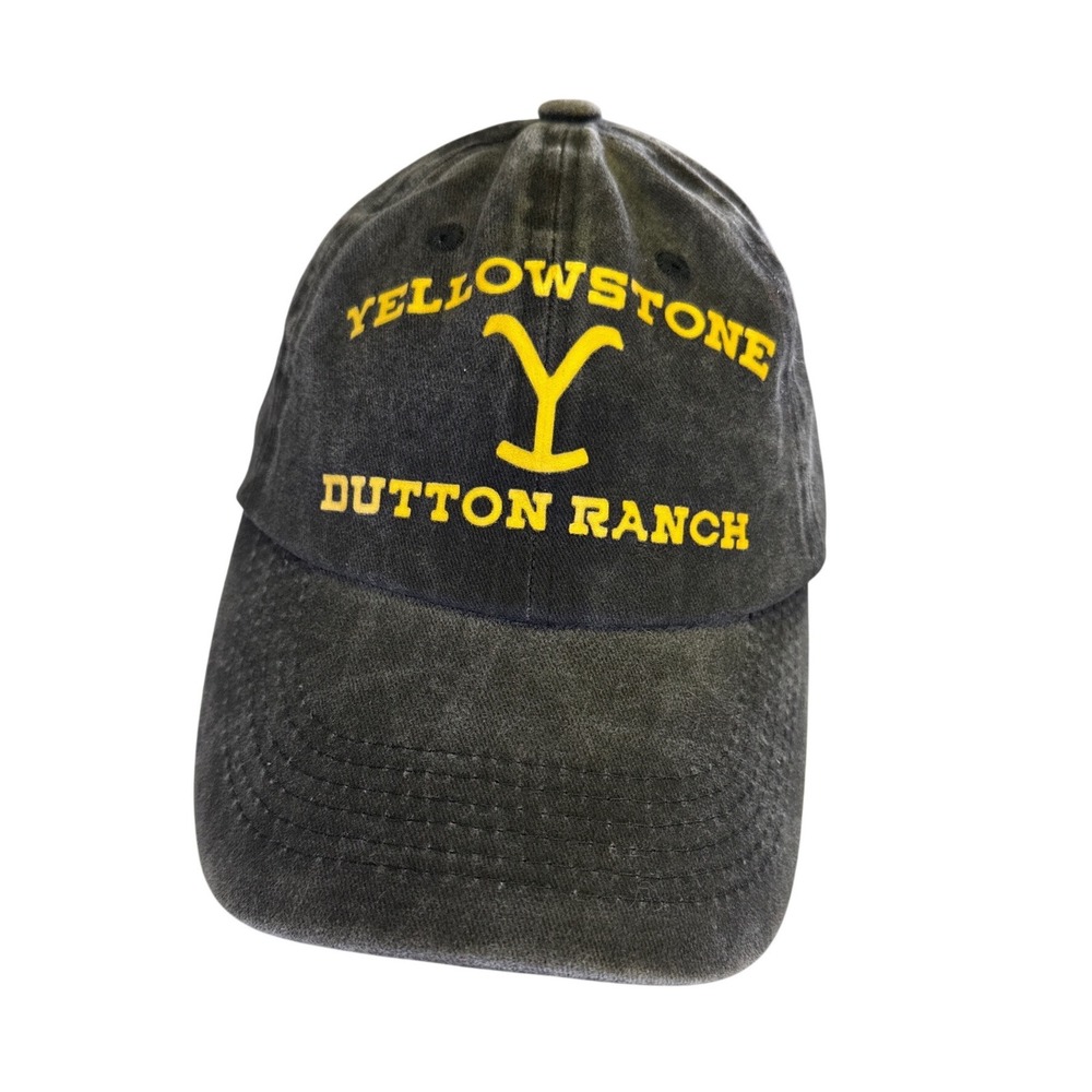Yellowstone Dutton Ranch Baseball Cap Hat‎ Faded Black Yellow Logo Adjustable